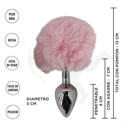 Fornax Rosa S : Plug Anal Metalico con Cola Conejo