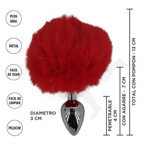 Fornax Roja S : Plug Anal Metalico con Cola Conejo