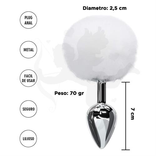 Fornax Blanca S : Plug Anal Metalico con Cola Conejo