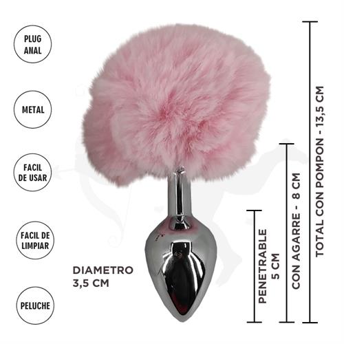 Fornax Rosa M : Plug Anal Metalico con Cola Conejo