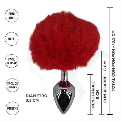 Fornax Roja M : Plug Anal Metalico con Cola Conejo