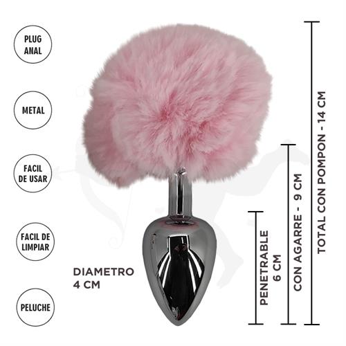 Fornax Rosa L : Plug Anal Metalico con Cola Conejo
