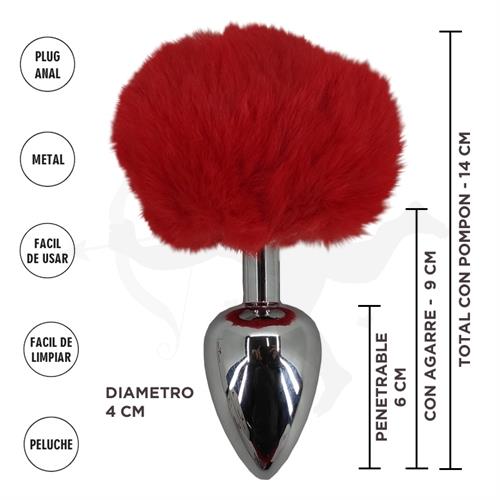 Fornax Roja L : Plug Anal Metalico con Cola Conejo