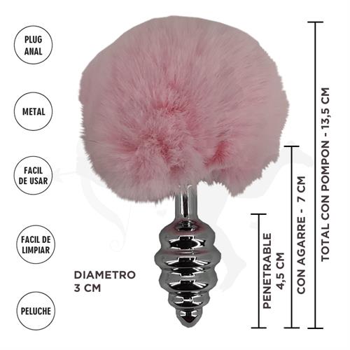 Cepheus Rosa S : Plug Anal Metalico con Cola Conejo